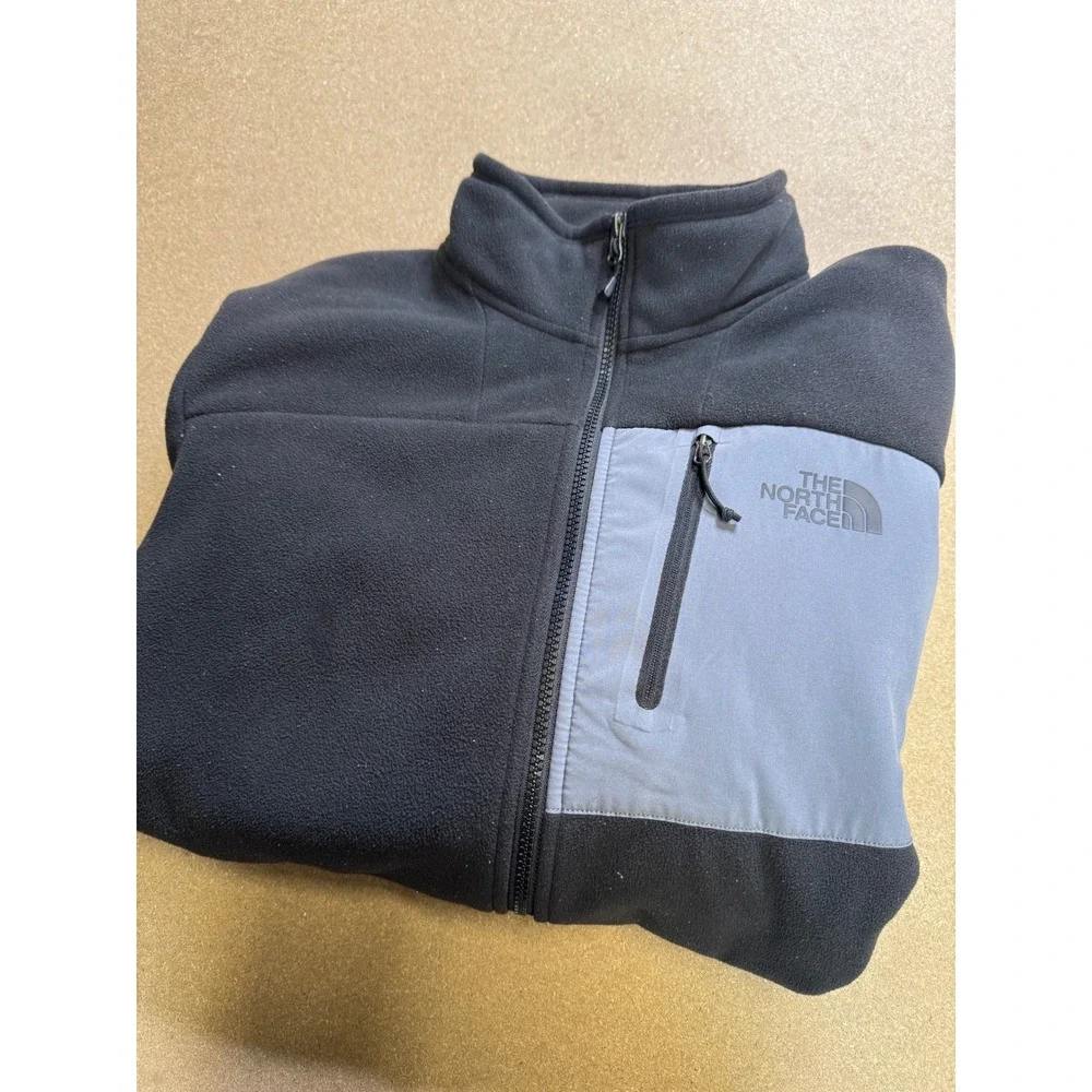 The North Face Mens Fleece Jacket Black‎ Gray Full Zip Outdoor Warm Size M